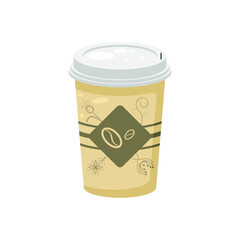 Abstract Flat Fast Food Glass Of Coffee Meal Background Vector Design Style Cooking, Breakfast