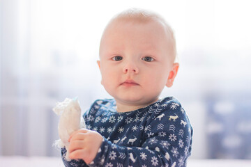 Little child with a bandaged hand