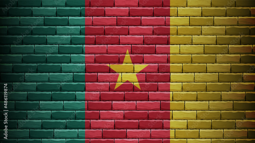 Poster eps10 vector patriotic background with cameroon flag colors.