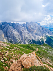 Fototapeta na wymiar View on Sciliar mountain range, Naturpark Schlern-Rosengarten, South Tyrol, Trentino Alto Adige, Italy