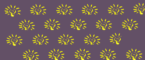 Decorative hand drawn light bulbs illustrations. Good for design texture background. Idea conceptual.
