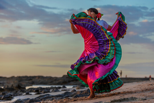 Woman wearing traditional Costa Rican, Guanacaste regional dress