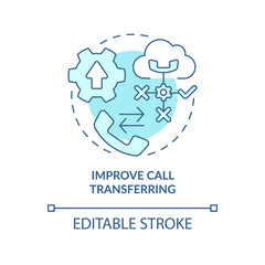 Improve call transferring turquoise concept icon. Easy communication. UCaaS benefits abstract idea thin line illustration. Isolated outline drawing. Editable stroke. Arial, Myriad Pro-Bold fonts used