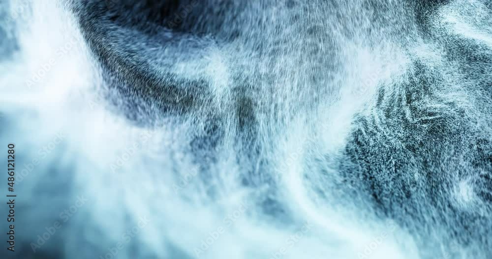 Poster light white and blue glow sparkles and particle abstract background. chaotic motion. 4k loop