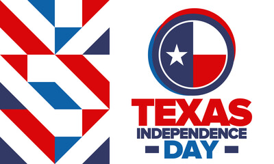 Fototapeta na wymiar Texas Independence Day. Texas flag. Lone star flag. Freedom holiday in Unites States, celebrated annual in March. Patriotic vector poster. Creative illustration