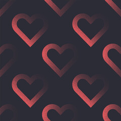 Fototapeta na wymiar Modern Outline Hearts Seamless Pattern Vector Valentines Day Aesthetic Background Abstract Wallpaper. Dotted Linear Heart Graphic Love Symbol Repeat Wrapping Paper Texture. Red Black Art Illustration