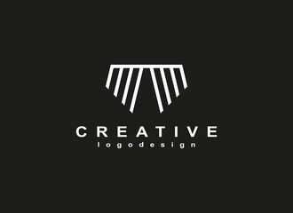 Abstract Wing Logo. Geometric Creative Line Shape Wings or  Bridge isolated on Black Background. Usable for Business and Branding Logos. Flat Vector Icon Design Template Element