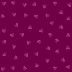 Pink heart symbols on a purple background.