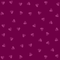 Pink heart symbols on a purple background.