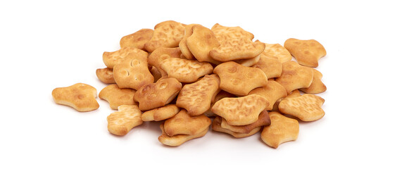 Salted crackers, isolated on white background. High resolution image.