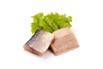 Herring fillet, isolated on white background.