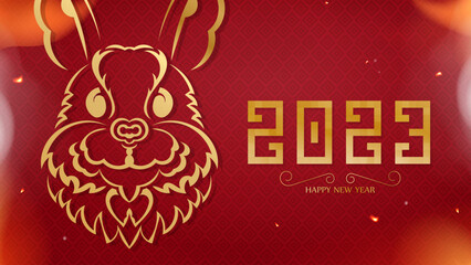2023 chinese style happy new year poster. Vector illustration.