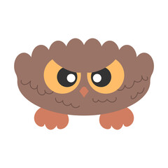 Cute Little Angry Bird Owl with big eyes