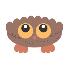 Little Cute Bird Owl with big eyes looking up