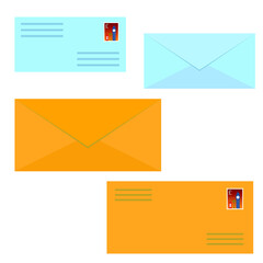 Yellow mail icon set in flat design style.Vector illustration isolated on white background.Eps 10.Open and closed envelope. Vector icon in flat design style Closed, open with a message e-mail envelope