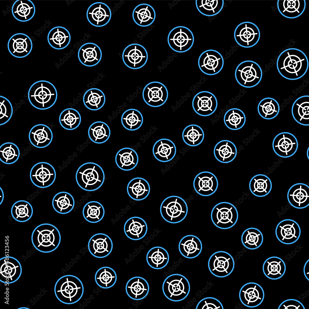 Poster line target sport icon isolated seamless pattern on black background. clean target with numbers for 
