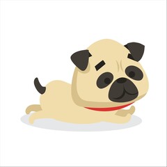 Vector set of cute dogs pugs for cards, banners and posters