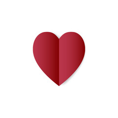 Red heart illustrations with white background, heart vector, ​love symbols , paper cut heart flat design
