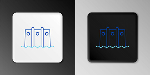 Line Hydroelectric dam icon isolated on grey background. Water energy plant. Hydropower. Hydroelectricity. Colorful outline concept. Vector