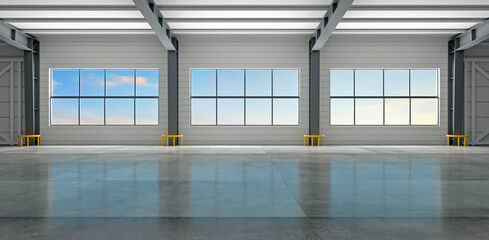 New empty warehouse or factory open space