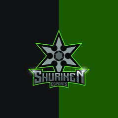 Shuriken green esport gaming logo vector 