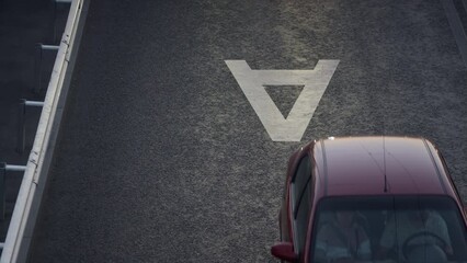 Diverse cars driving road line dron shot. City mobility transportation concept. - Powered by Adobe