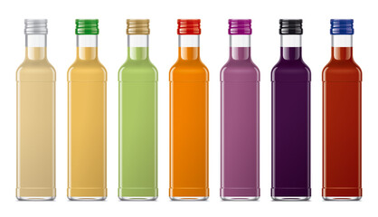 Set of Glass Bottles with non-transparent Juices