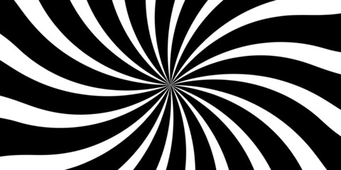 Abstract striped pattern. Pop art background. Black and white background. Whirlpool background. Twisted background. Swirl pattern. SImple