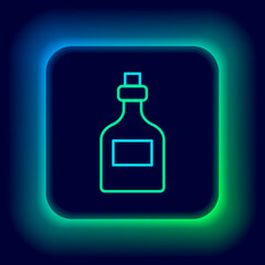 Glowing neon line Alcohol drink Rum bottle icon isolated on black background. Colorful outline concept. Vector