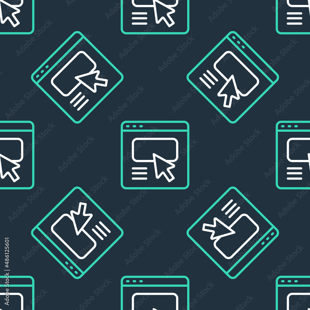 Poster line ui or ux design icon isolated seamless pattern on black background. vector