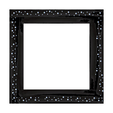 Black photo frame with pearls.