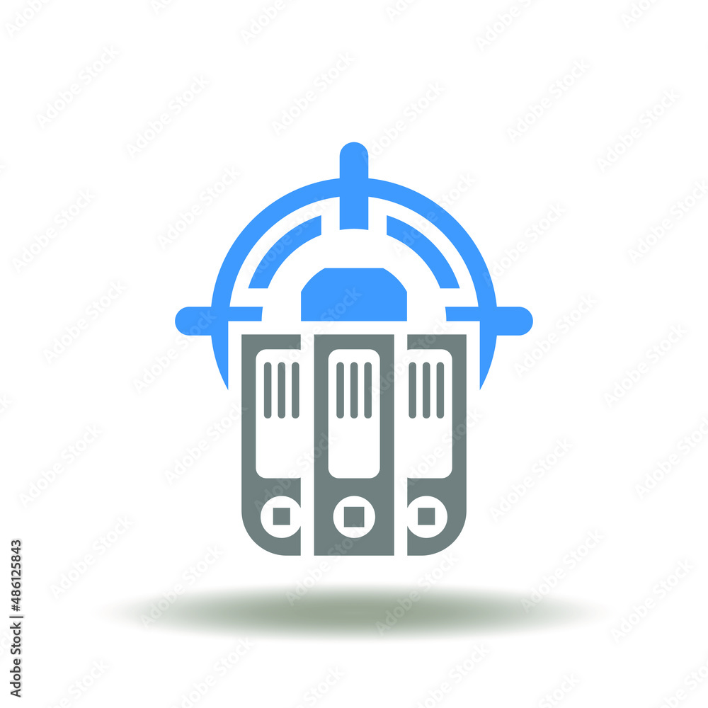 Poster vector illustration of aim with binder folders. icon of regulations rules law. symbol of documentati