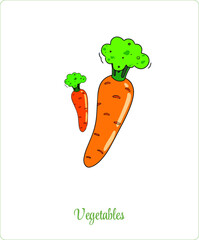 Healthy vegetables. A carrot from a set of healthy food. Vector food. Gardening cooking and green hobbies. Transparent separate background.