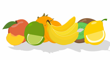 Food, vegetables and fruits. Vector illustration.drawings for a poster, postcard or background.