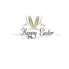 Happy easter greeting card. Handwritten easter quote and hand drawn rabbit for design card, invitation, t-shirt, book, banner, poster, scrapbook, album etc. Easter Eggs 