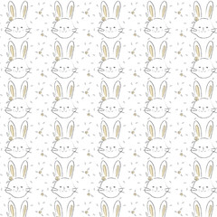 Happy easter greeting pattern. Handwritten easter quote and hand drawn rabbit for design card, invitation, t-shirt, book, banner, poster, scrapbook, album etc. Easter Eggs 