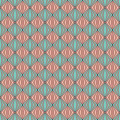 Seamless pattern of blue and beige squares with lines