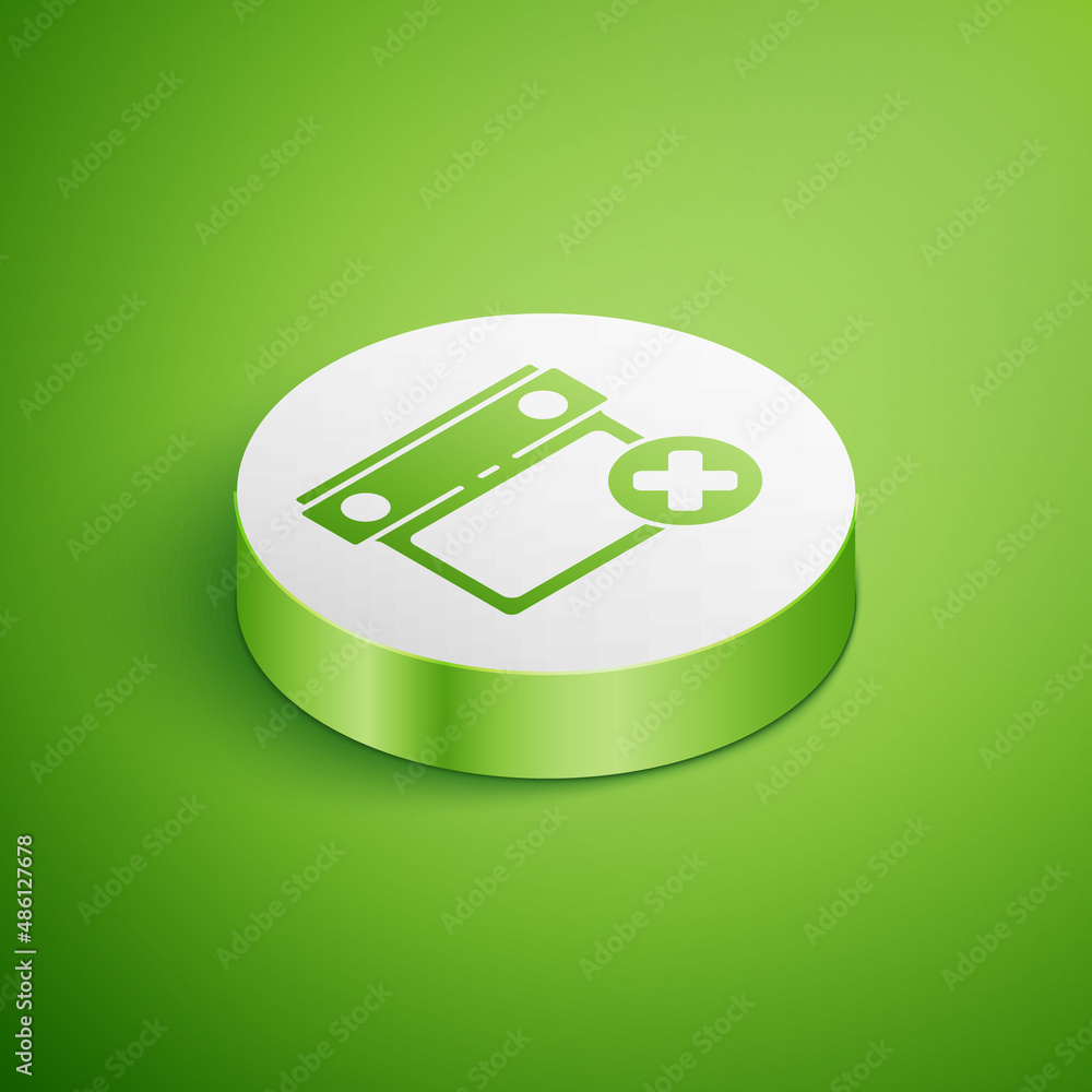 Poster isometric calendar date delete icon isolated on green background. event reminder symbol. white circl
