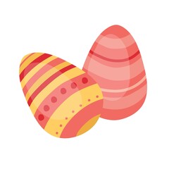 The logo for the design of Easter cards. A pair of painted Easter eggs. Vector isolated colorful element. 