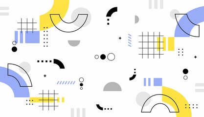 Obraz premium Geometric shapes background design vector with cute pastel colors