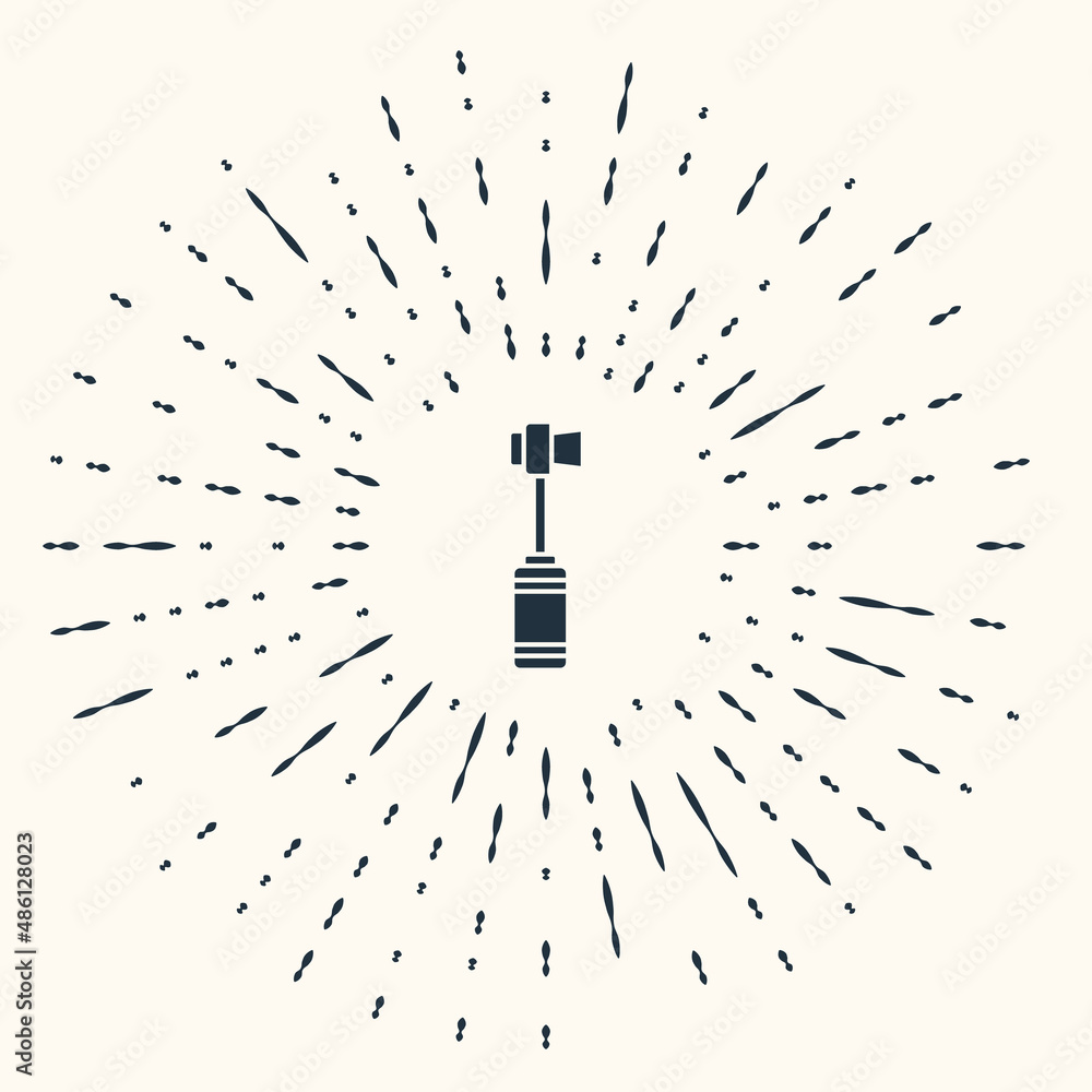 Poster grey toothbrush icon isolated on beige background. abstract circle random dots. vector