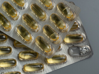 Fish oil capsules. Capsules with omega 3.