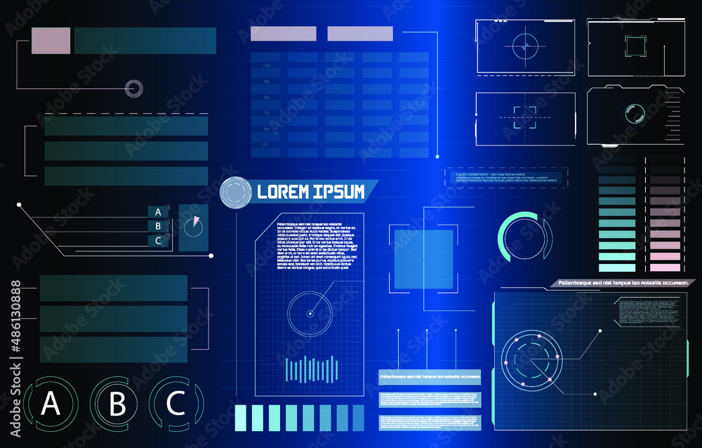 Poster futuristic vector hud interface screen design. digital callouts titles. hud ui gui futuristic user i