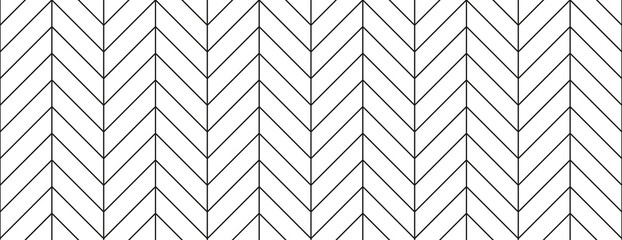 Herringbone floor. Seamless tile pattern. Outline cladding texture. Herring bone surface. Ceramic check print. Geometric tessellation grid. Paving background. Scandinavian panel. Vector illustration