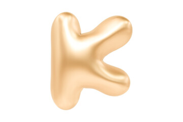 Fototapeta premium 3D Letter K made of realistic helium golden balloon, Premium 3d illustration.
