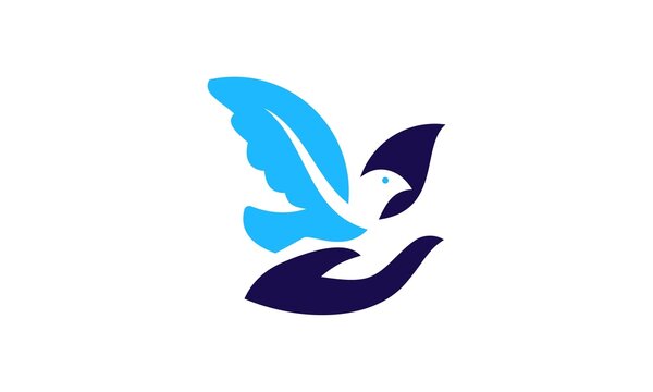 illustration vector graphic logo of negative dove and hand