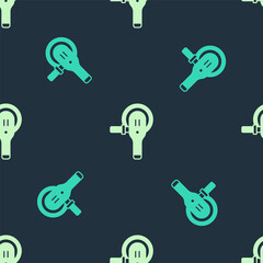 Green and beige Angle grinder icon isolated seamless pattern on blue background. Vector