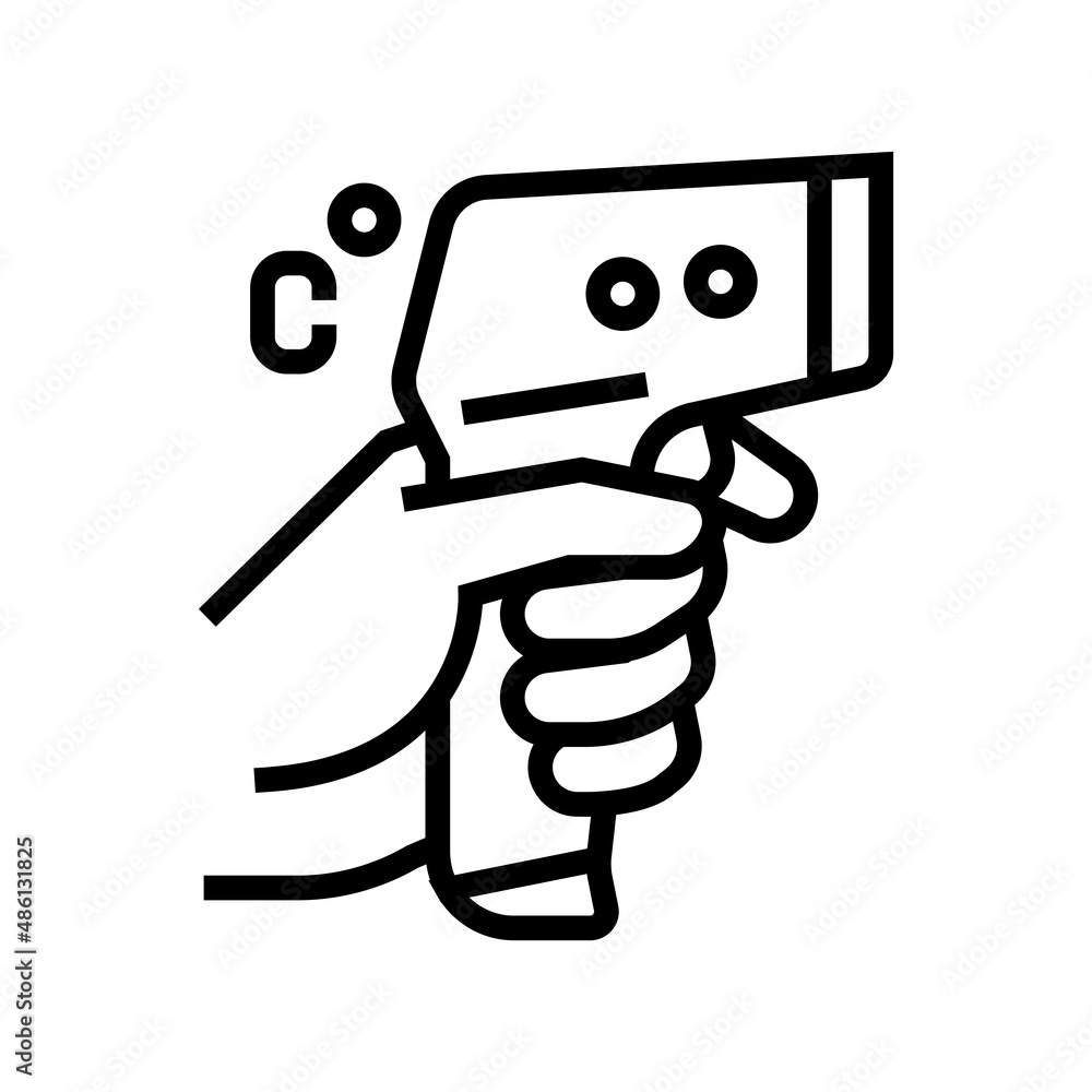 Poster thermometer contactless line icon vector. thermometer contactless sign. isolated contour symbol blac