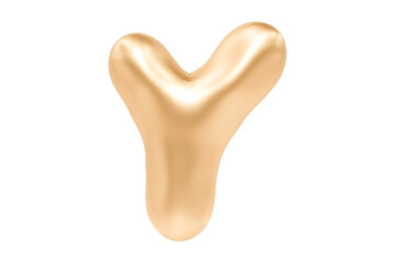 3D Letter Y made of realistic helium golden balloon, Premium 3d illustration.