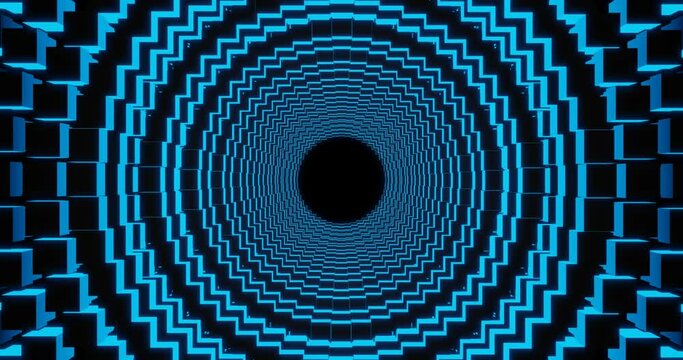 3d render with blue cube tunnel